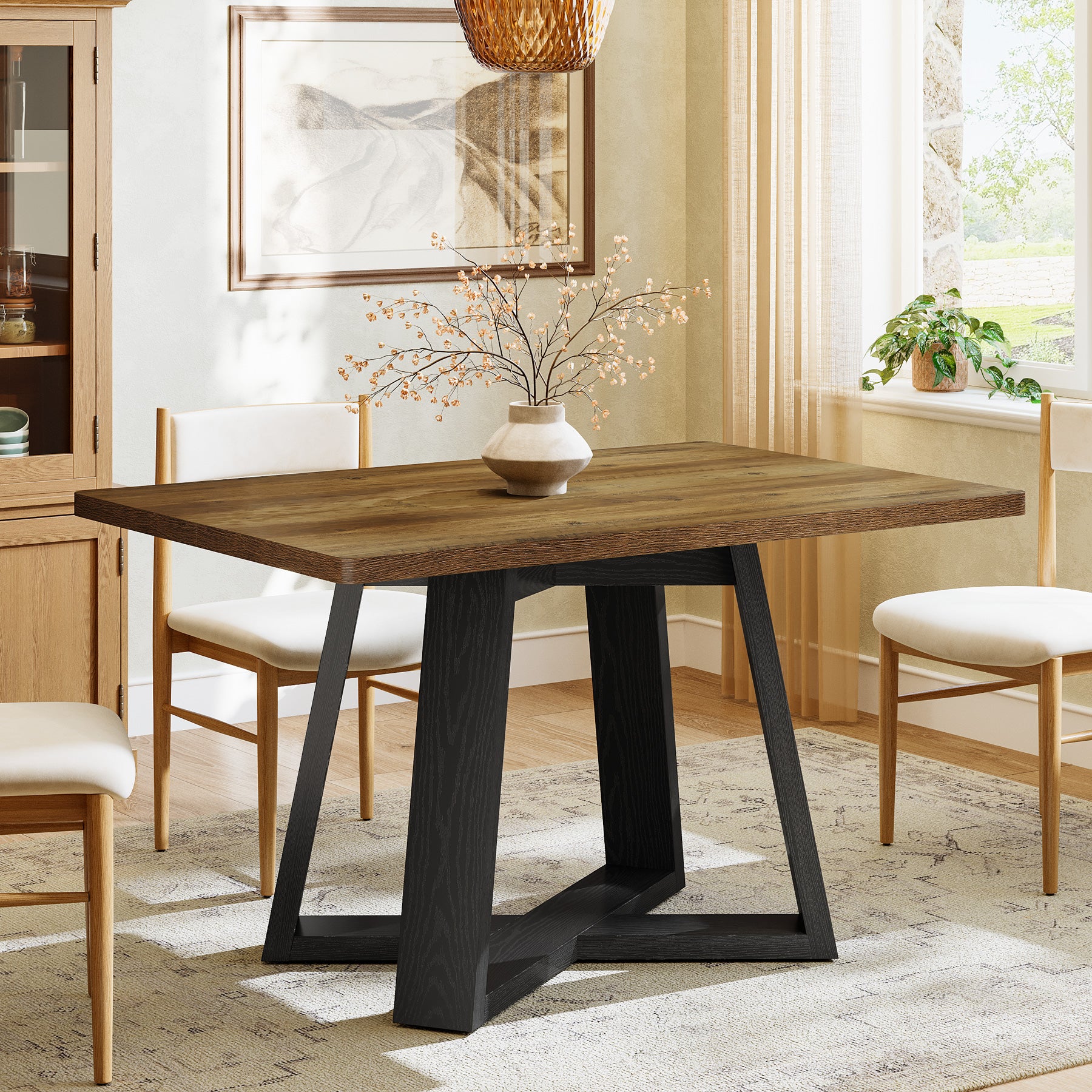 47" Rectangular Dining Table, Modern Kitchen Dinner Table for 4 People