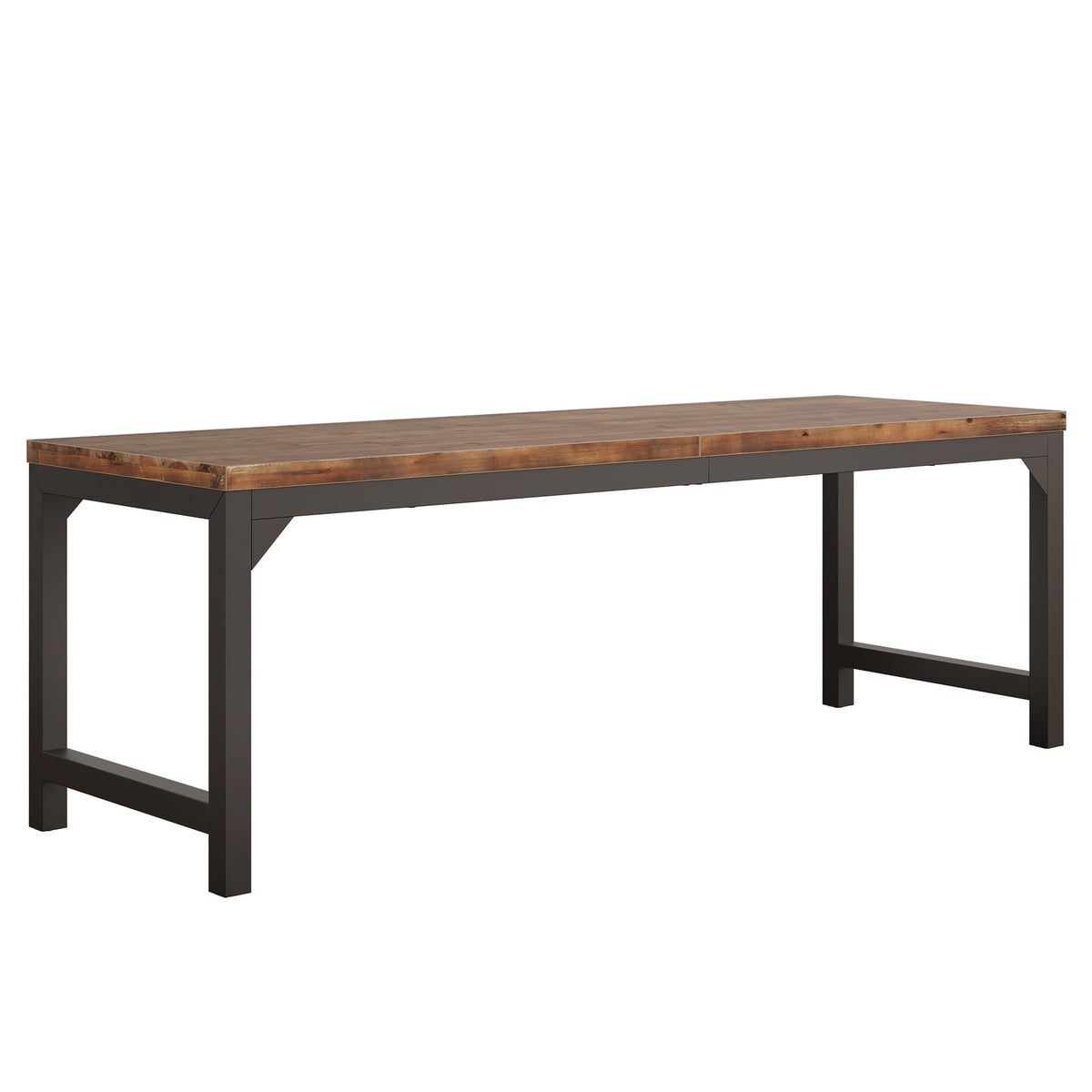 Solid Wood 2-Person Desk, 78.74" Computer Desk with Metal Frame for  Home Office