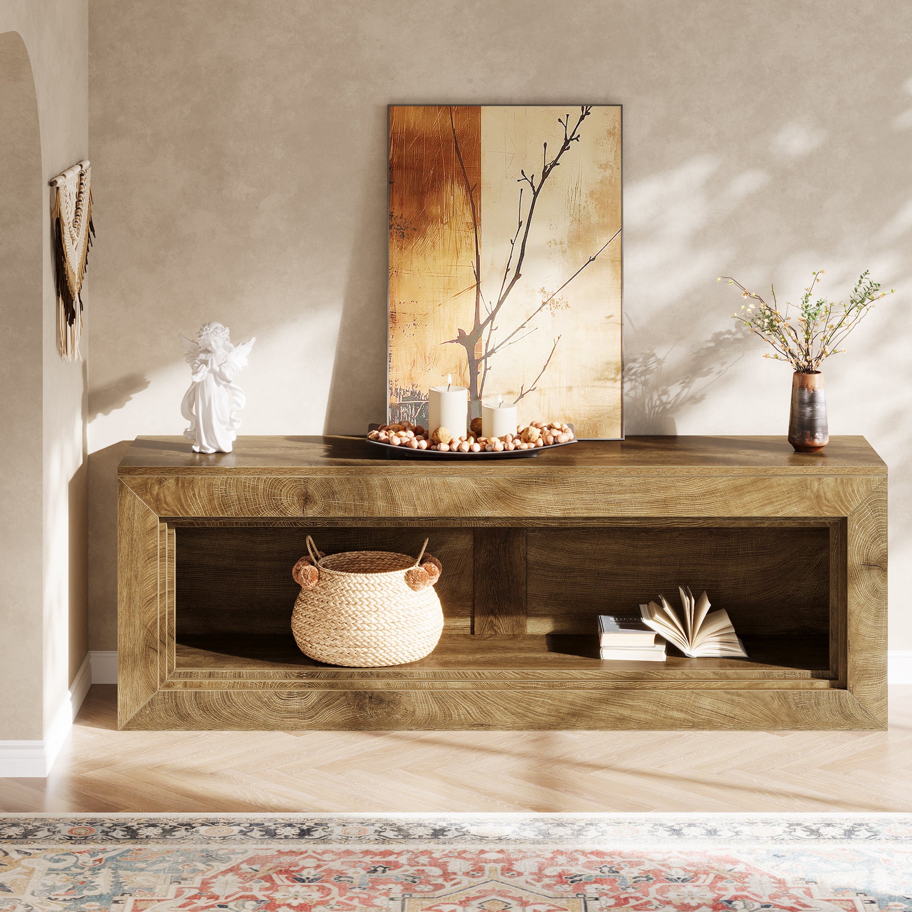 63" TV Stand for TV up to 75", Entertainment Center Stand with Storage Shelves