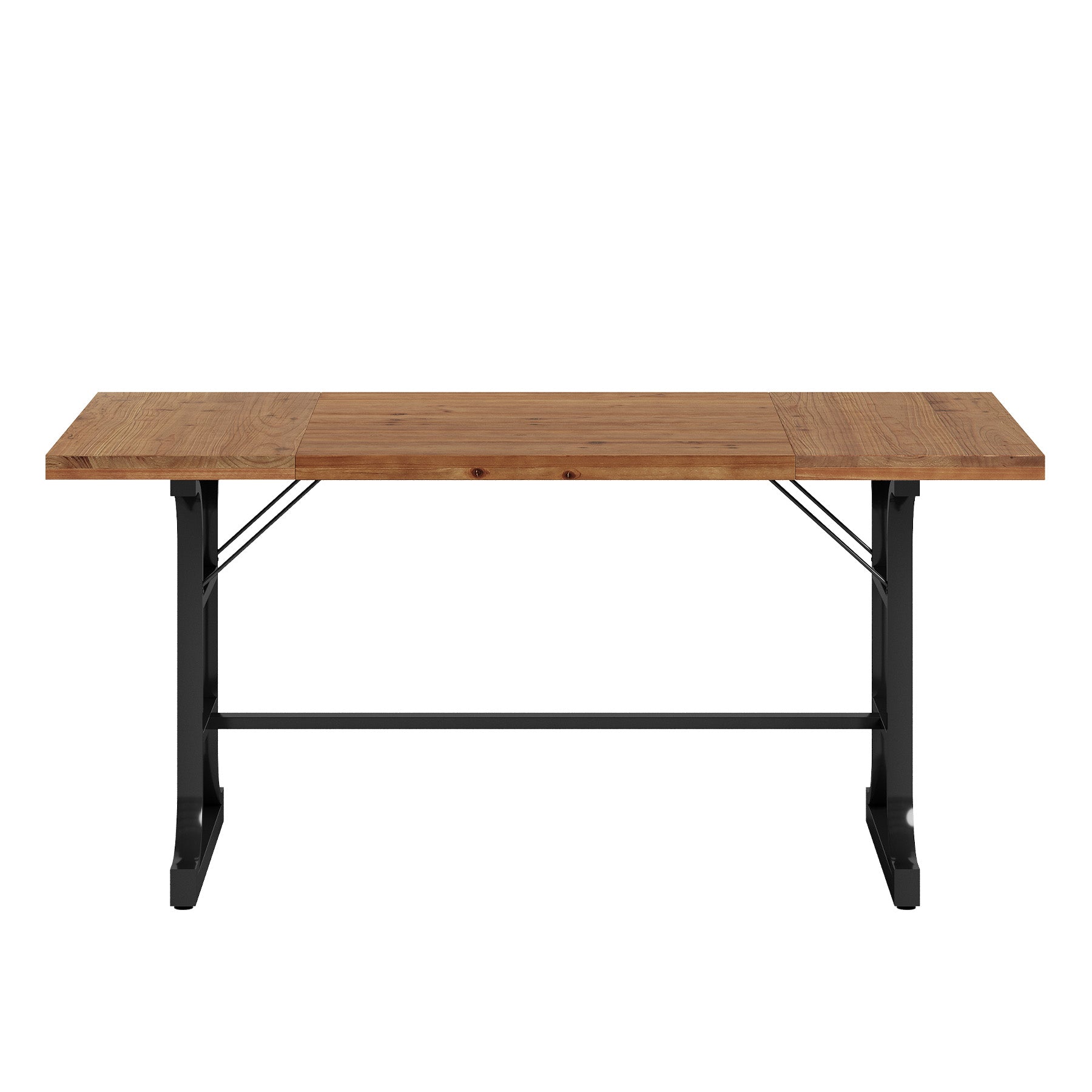 63" Solid Wood Dining Table for 4-6, Rectangular Kitchen Table with Metal Legs, Farmhouse