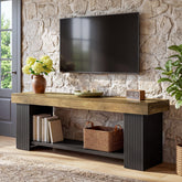 71" TV Stand for 70/75/80" TVs, Farmhouse Entertainment Center with Open Shelf 3