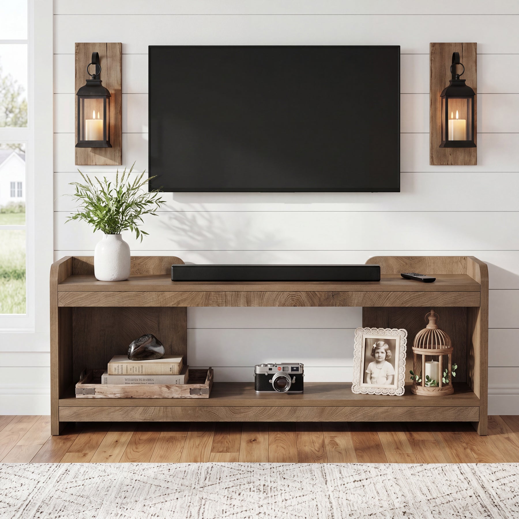 63" TV Stand for TVs Up to 70", Entertainment Center with 2-Tier Storage for Living Room