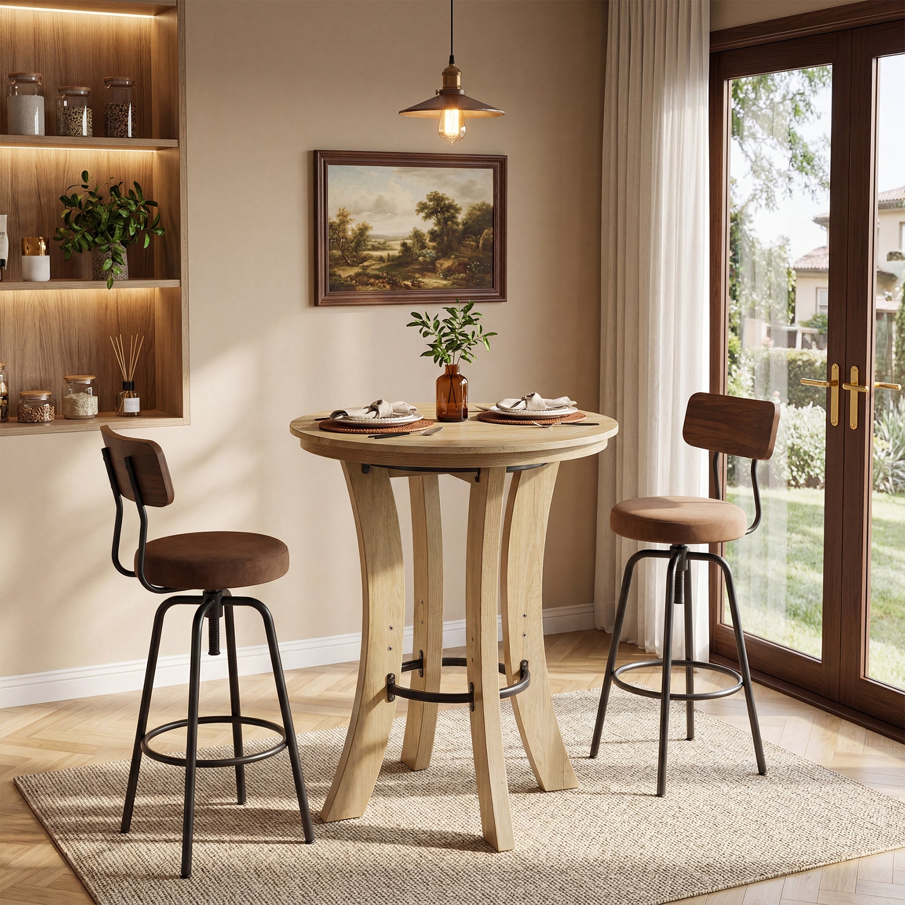 Tribesigns 39.4-Inch Round Bar Table, Wood Pub Table for Small Spaces