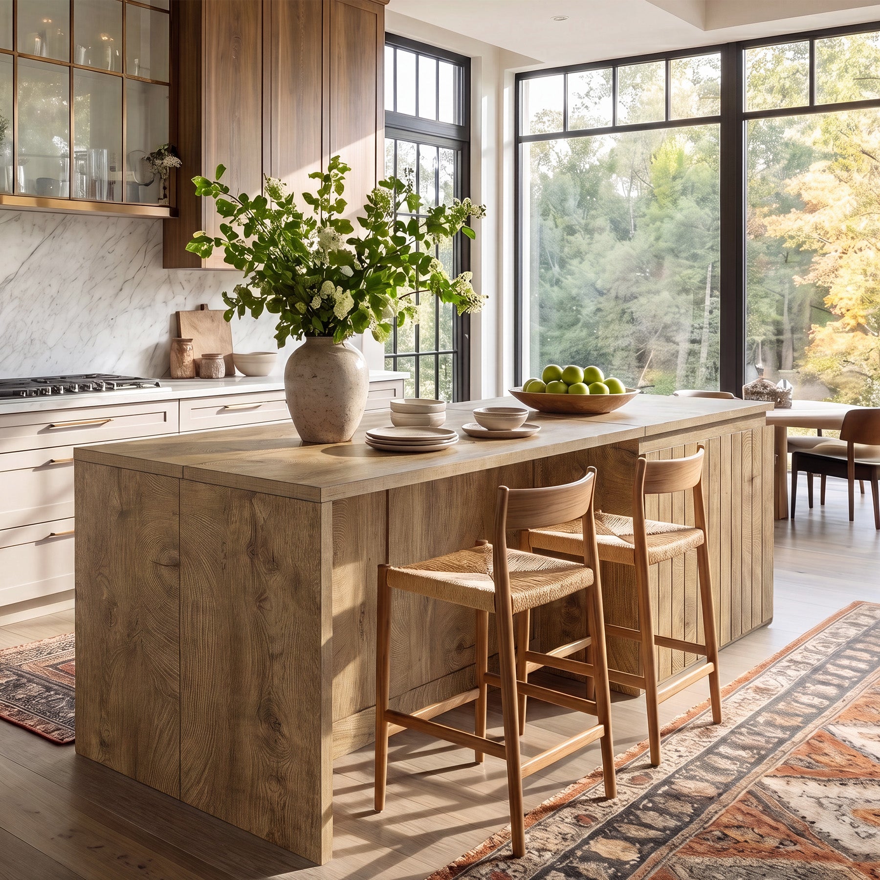 71" Kitchen Island with Cabinet & Shelves, Counter Height Farmhouse Work Island