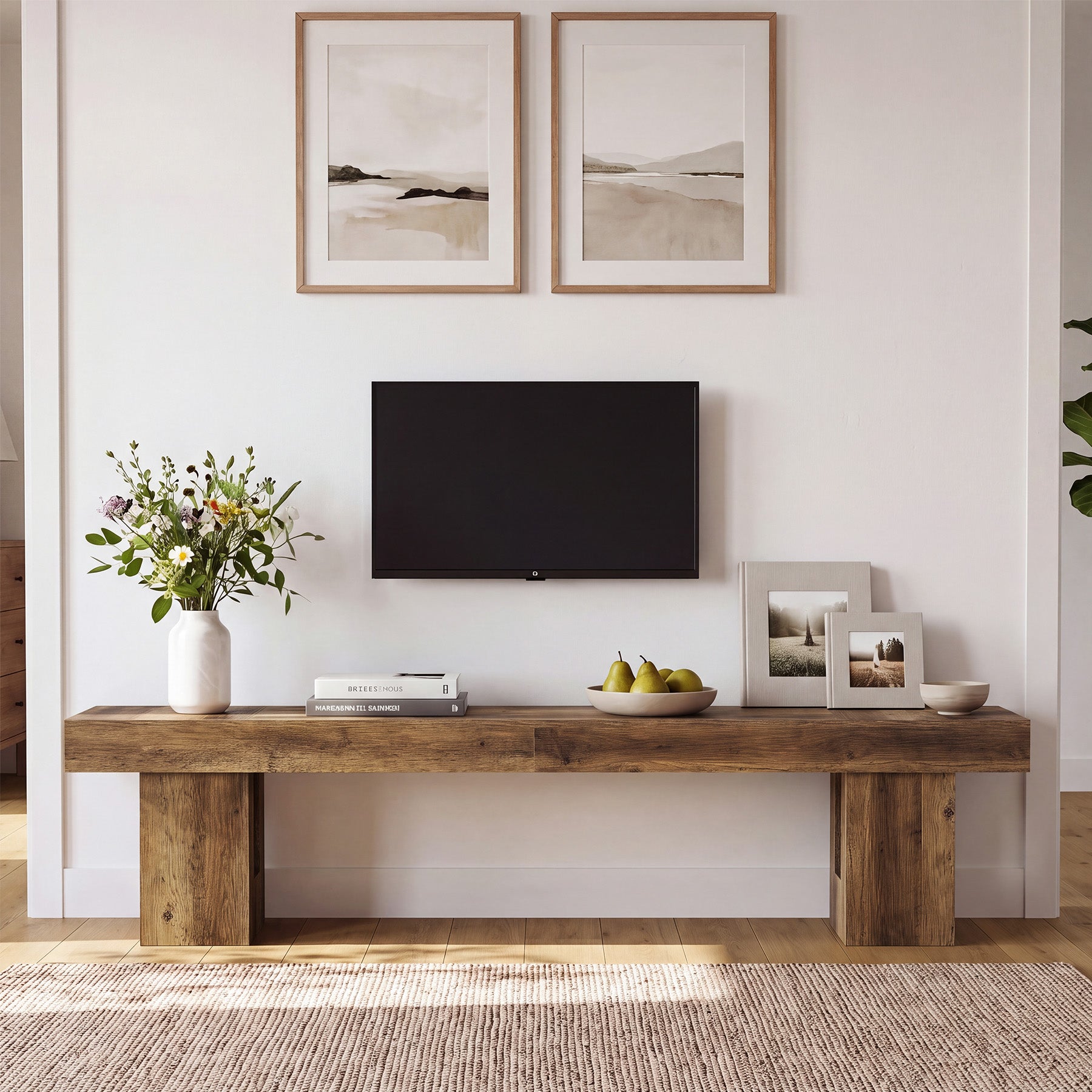 83" TV Stand for 65/75/85" TVs, Modern Rustic Entertainment Center for Living Room