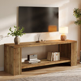 Solid Wood TV Stand, 63" Entertainment Center with 2-Tier Storage Shelf 3