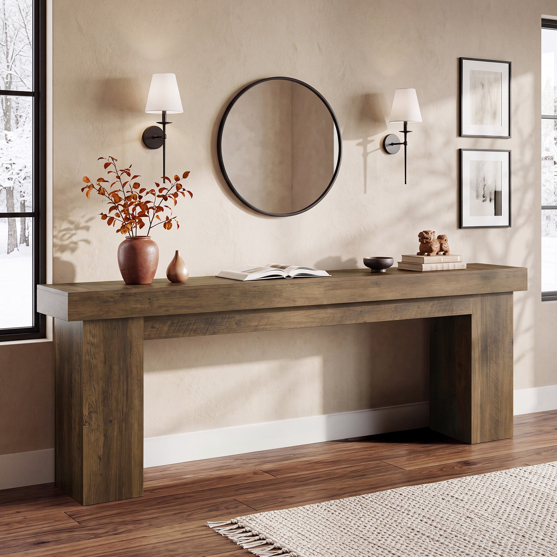 86.6" Console Table, Extra-Long Sofa Entryway Table for Living Room, Foyer