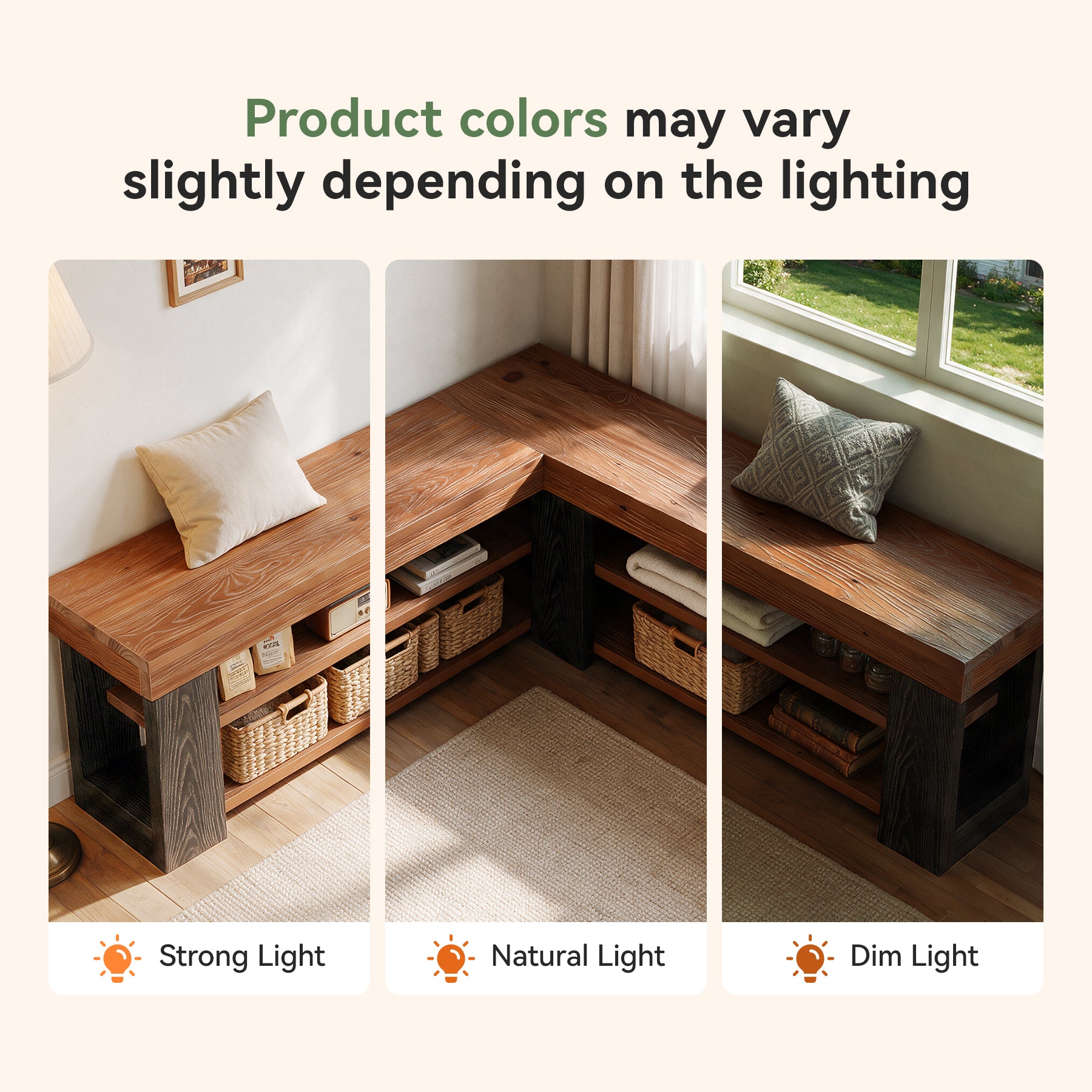 47" L-Shaped Corner Bench, 3-Tier Solid Wood Entryway Bench, Hallway Mudroom