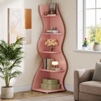 5-Tier Corner Shelf, Wavy Bookshelf Bookcase Display Rack for Home Office