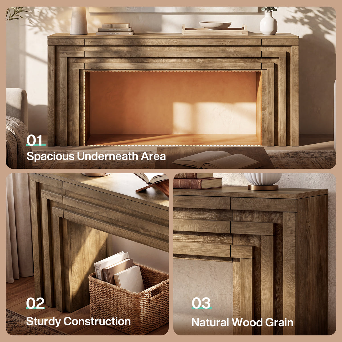 63" TV Stand for TVs Up to 75", Farmhouse TV Console with Hidden Cabinets for Living Room