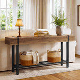 63" Console Table with Storage & Metal Base, Entryway Sofa Table, Hallway Living Room 3