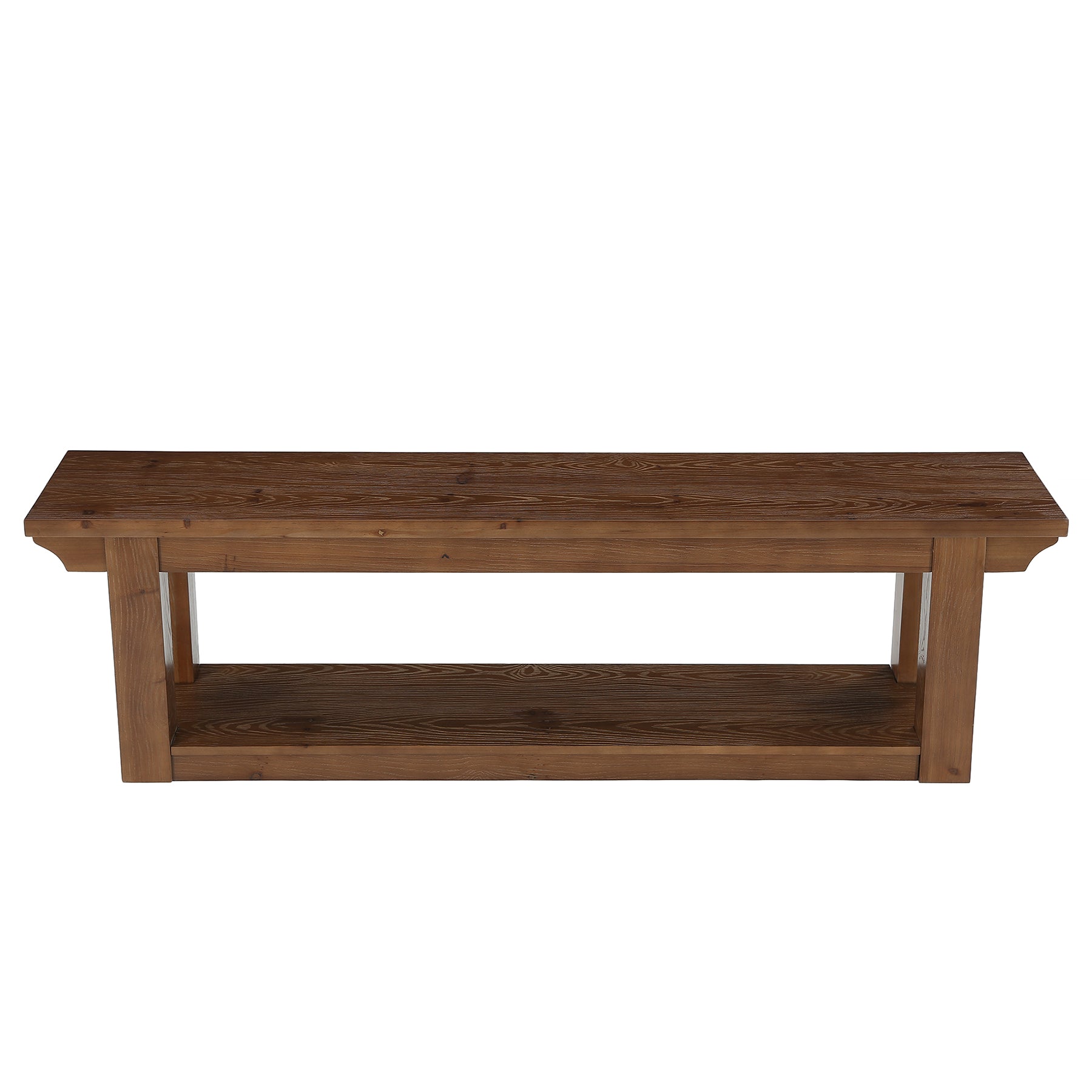 63" Dining Bench with Storage, Farmhouse Solid Wood 2-Tier, Kitchen & Dining Room