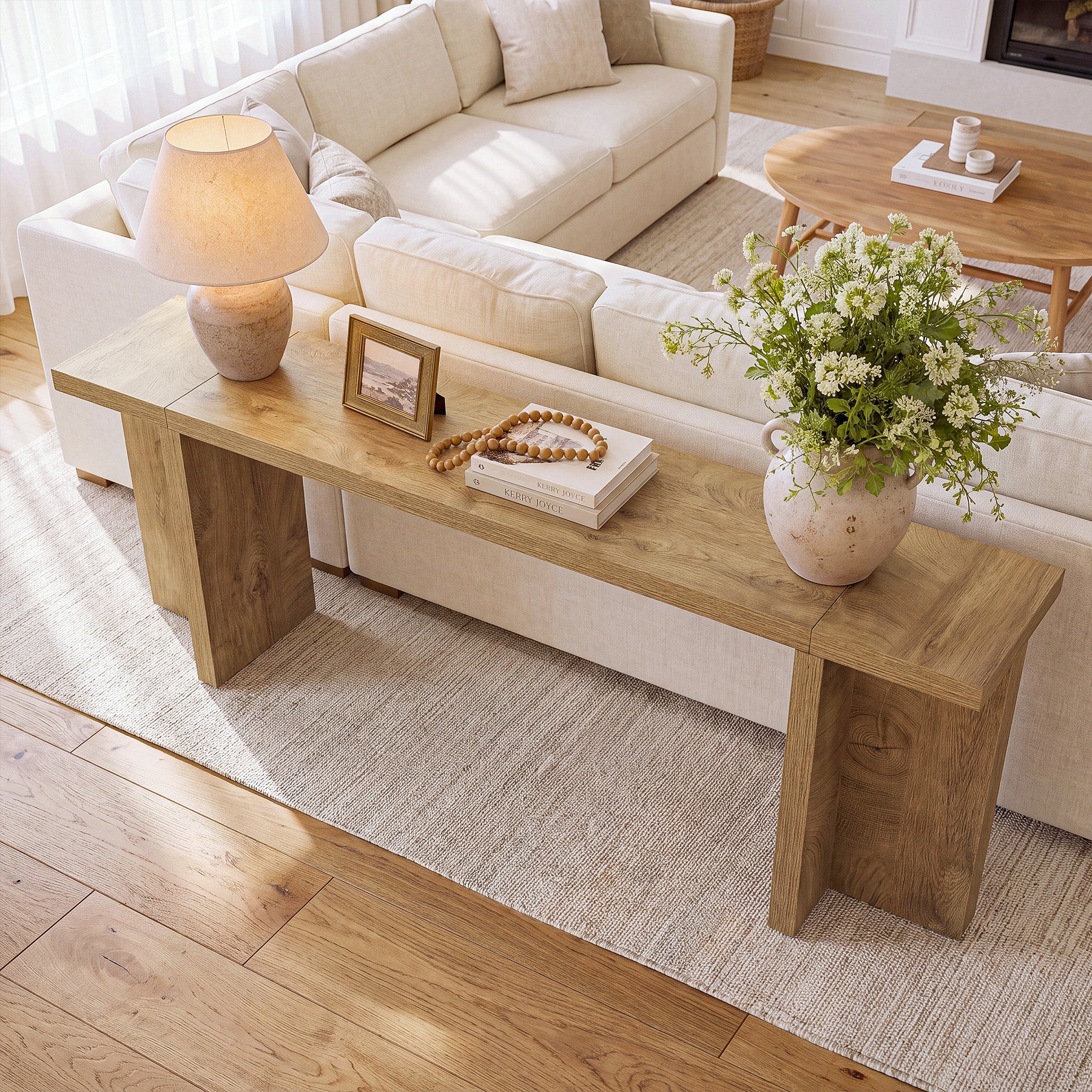 78.7" Extra Long Console Table, Entryway Table with Stable T-Shaped Legs and Long Tabletop