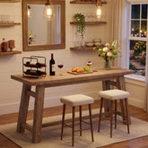 63" Solid Wood Bar Table with Footrest, Rectangular Pub Table, High Top Table 3