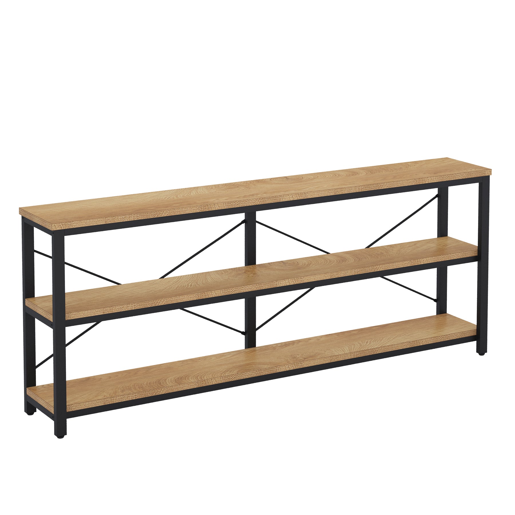 70.9" Console Table, 3-Tier Sofa Table with Metal Frame
