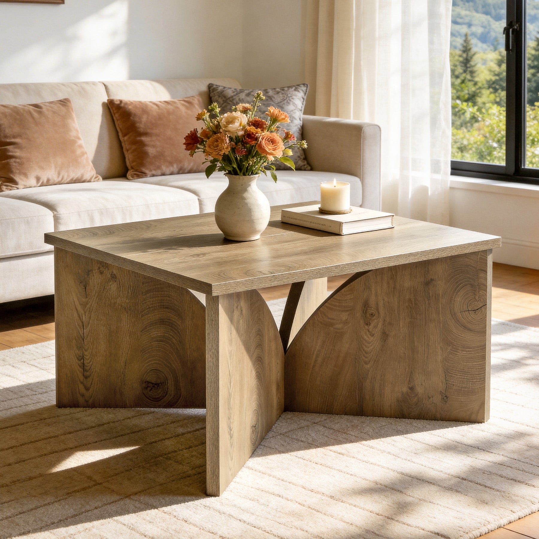 Tribesigns 31.5" Square Coffee Table, Farmhouse Accent Table for Living Room