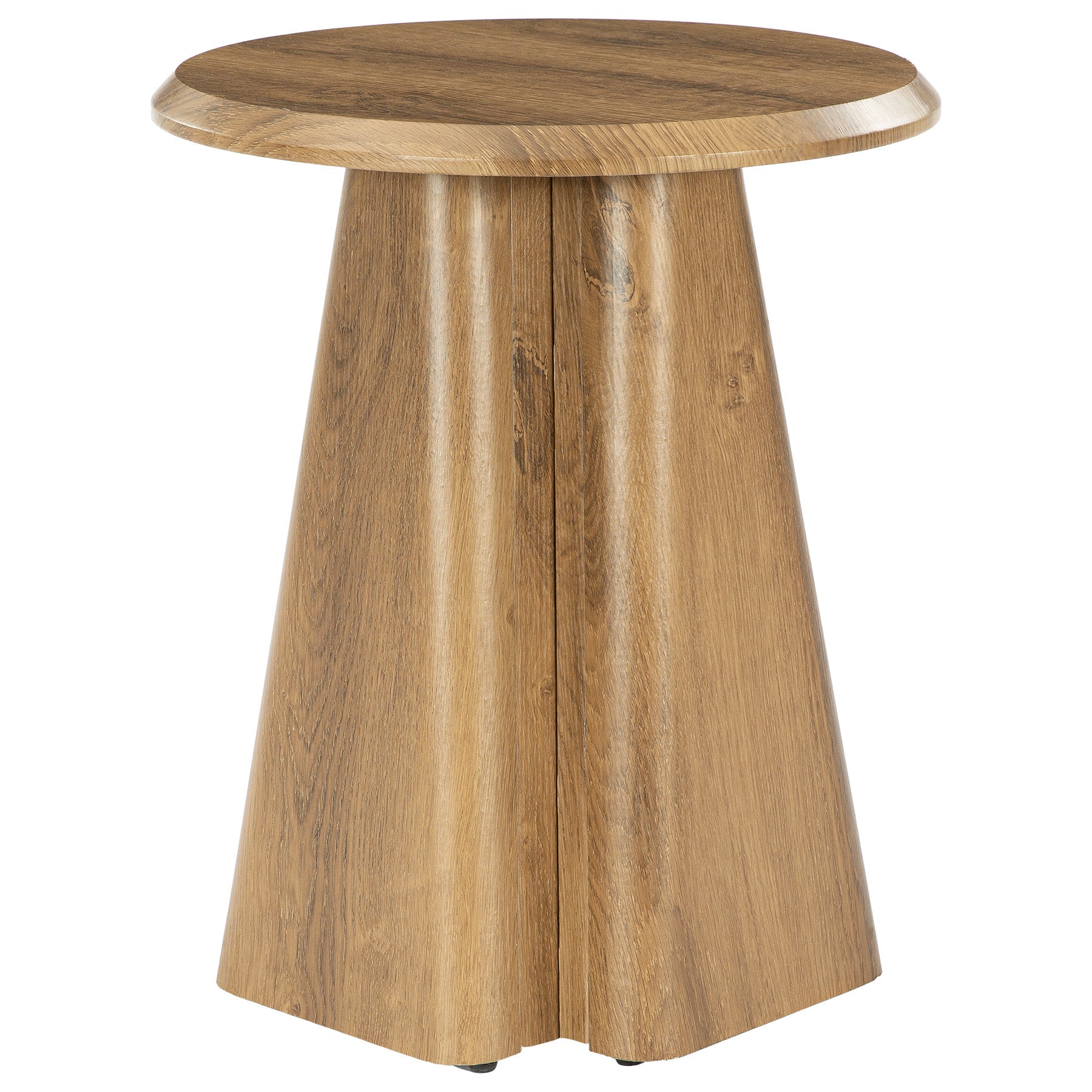 23.6" Round End Table, Modern Accent Side Table with Fluted Pedestal Base