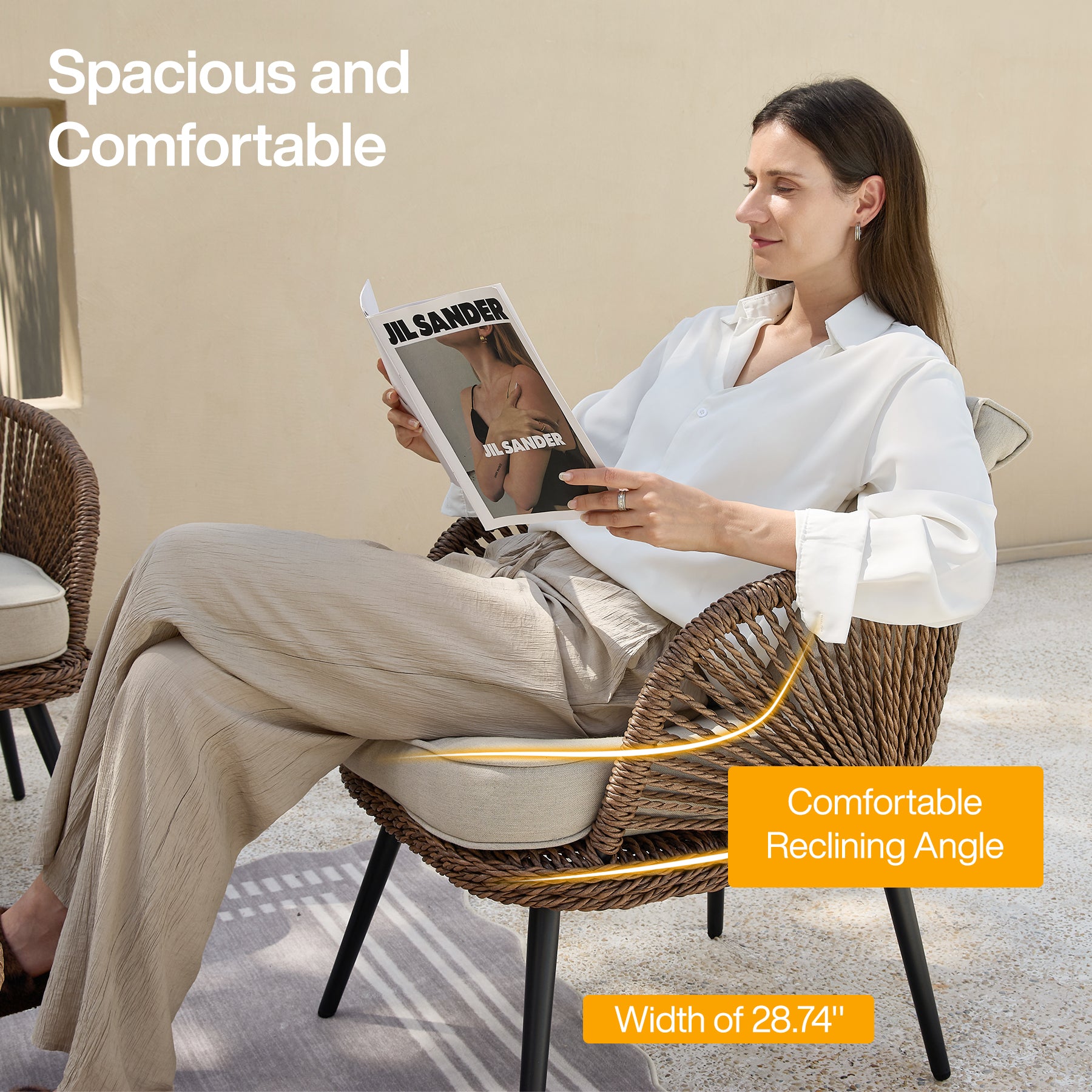 4-Piece Rattan Outdoor Patio Furniture Set with Removable Cushions and Coffee Table