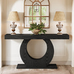 63" Console Table, Rustic Sofa Table Entryway Table with Circle Base