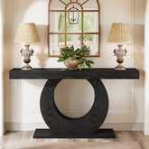 63" Console Table, Rustic Sofa Table Entryway Table with Circle Base 3