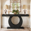 63" Console Table, Rustic Sofa Table Entryway Table with Circle Base