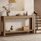 63" Console Table, Narrow 2-Tier Sofa Table Accent Entrance Console