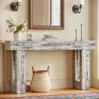 63" Console Table, Rectangular Sofa Table with Thick Legs Behind Couch