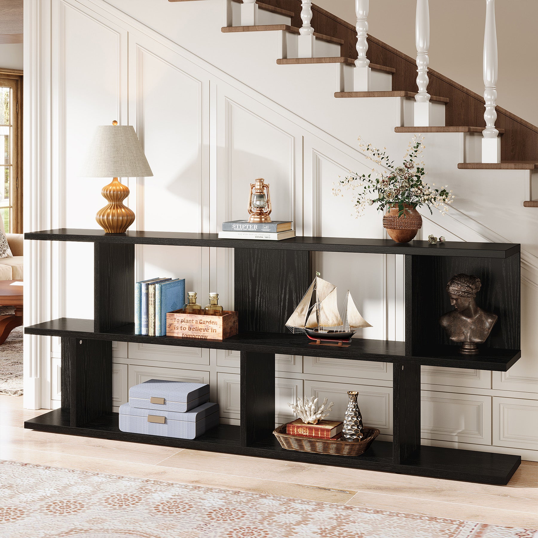 71" Console Table, 3 Tier Farmhouse Sofa Table with Storage
