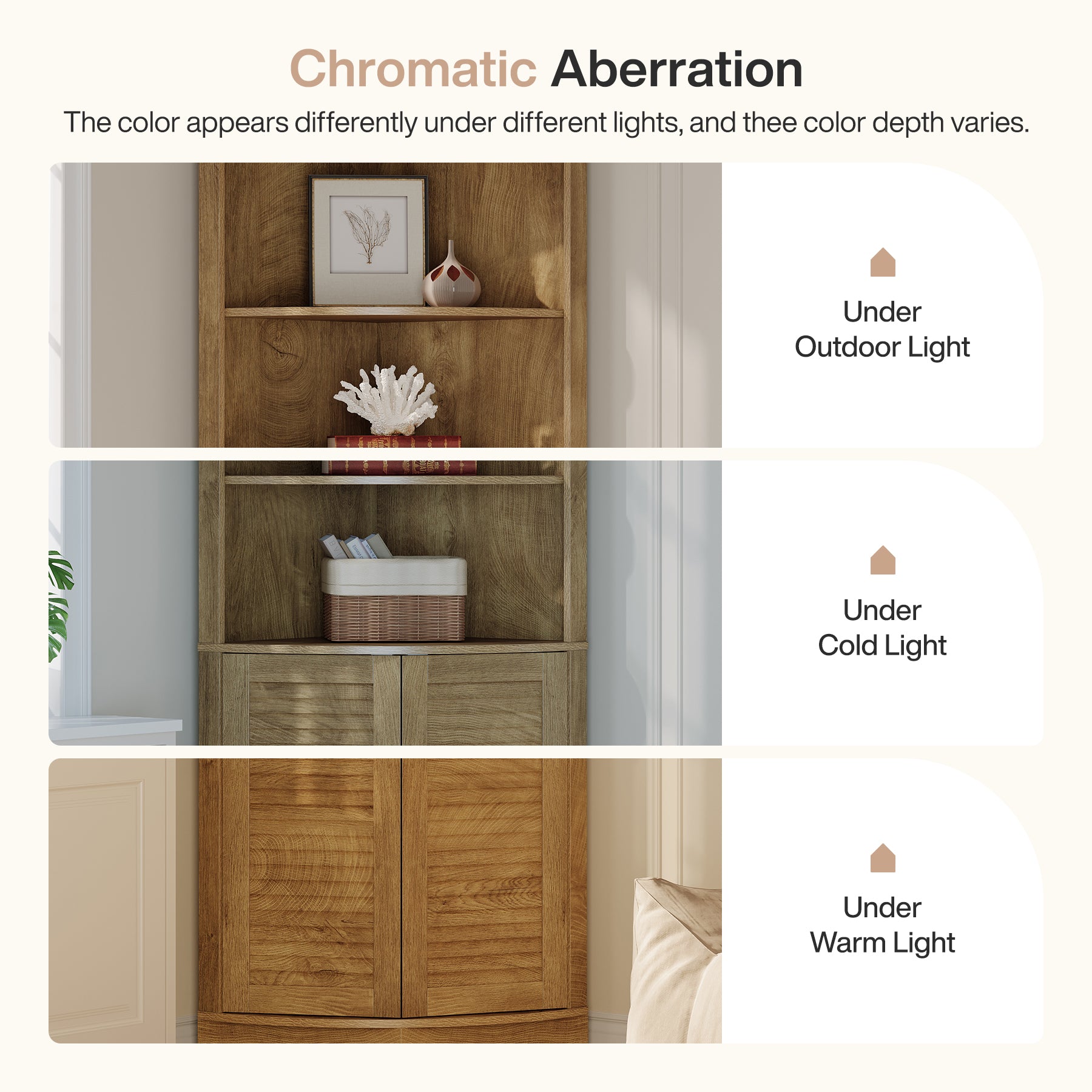 66.9" Corner Storage Cabinet, 5-Tier Corner Shelf with Fluted Doors & Open Shelves