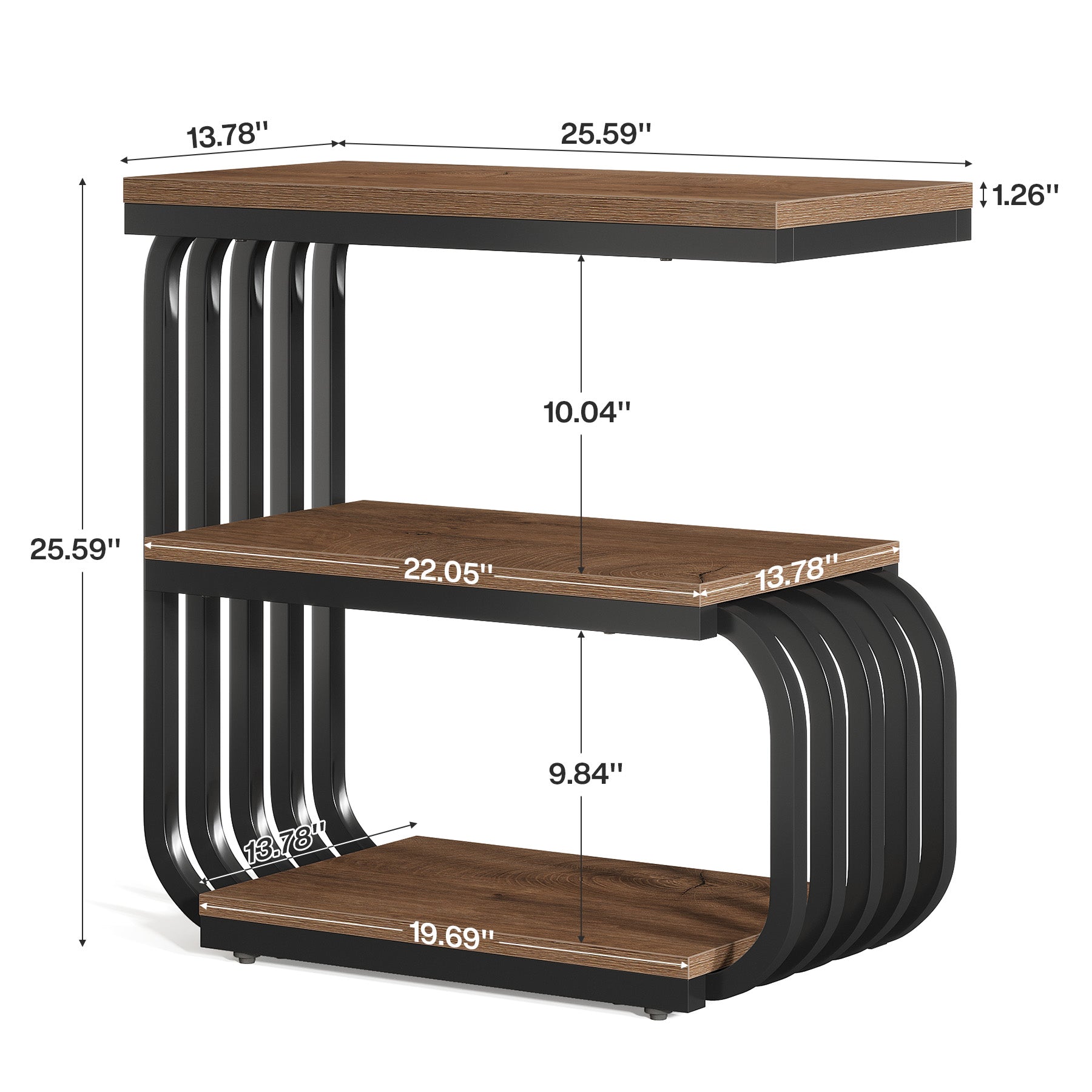 3 Tier End Table, Vintage Side or Bedside Stand for Living Room