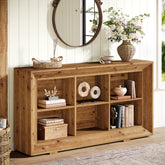 63" Solid Wood Console Table, Farmhouse Entryway Table with 6 Storage Cubes 3