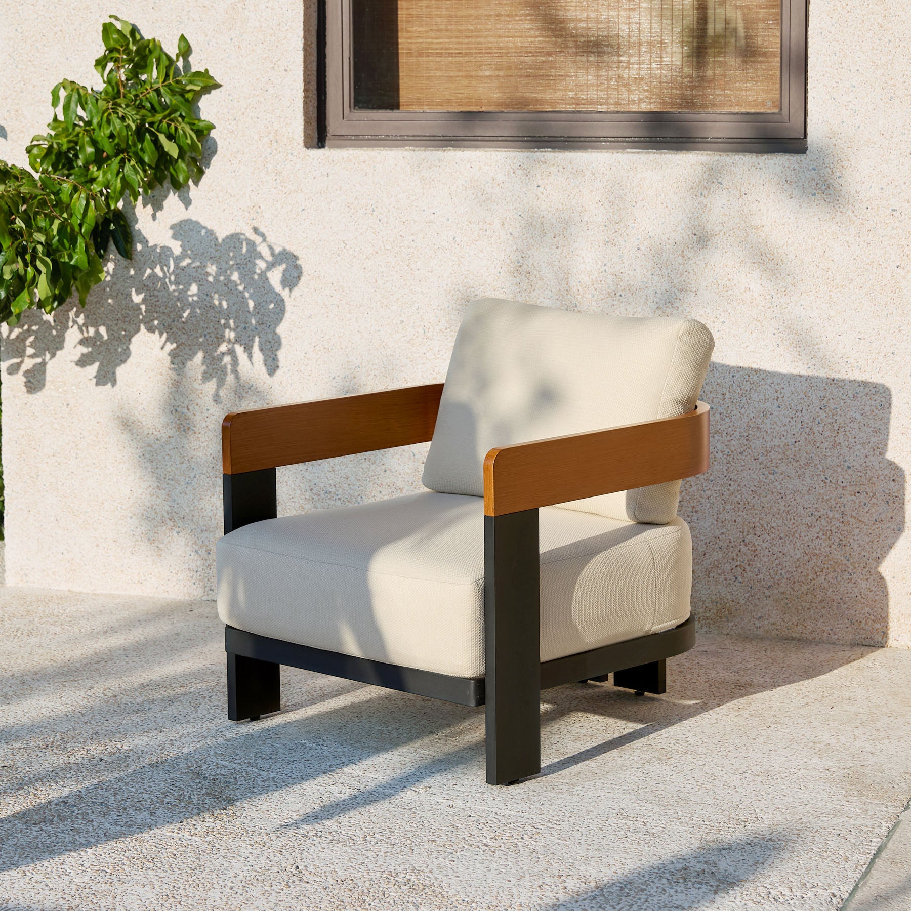 Outdoor Lounge Chair, Patio Armchair Club Chair With Cushions & Aluminum Frame