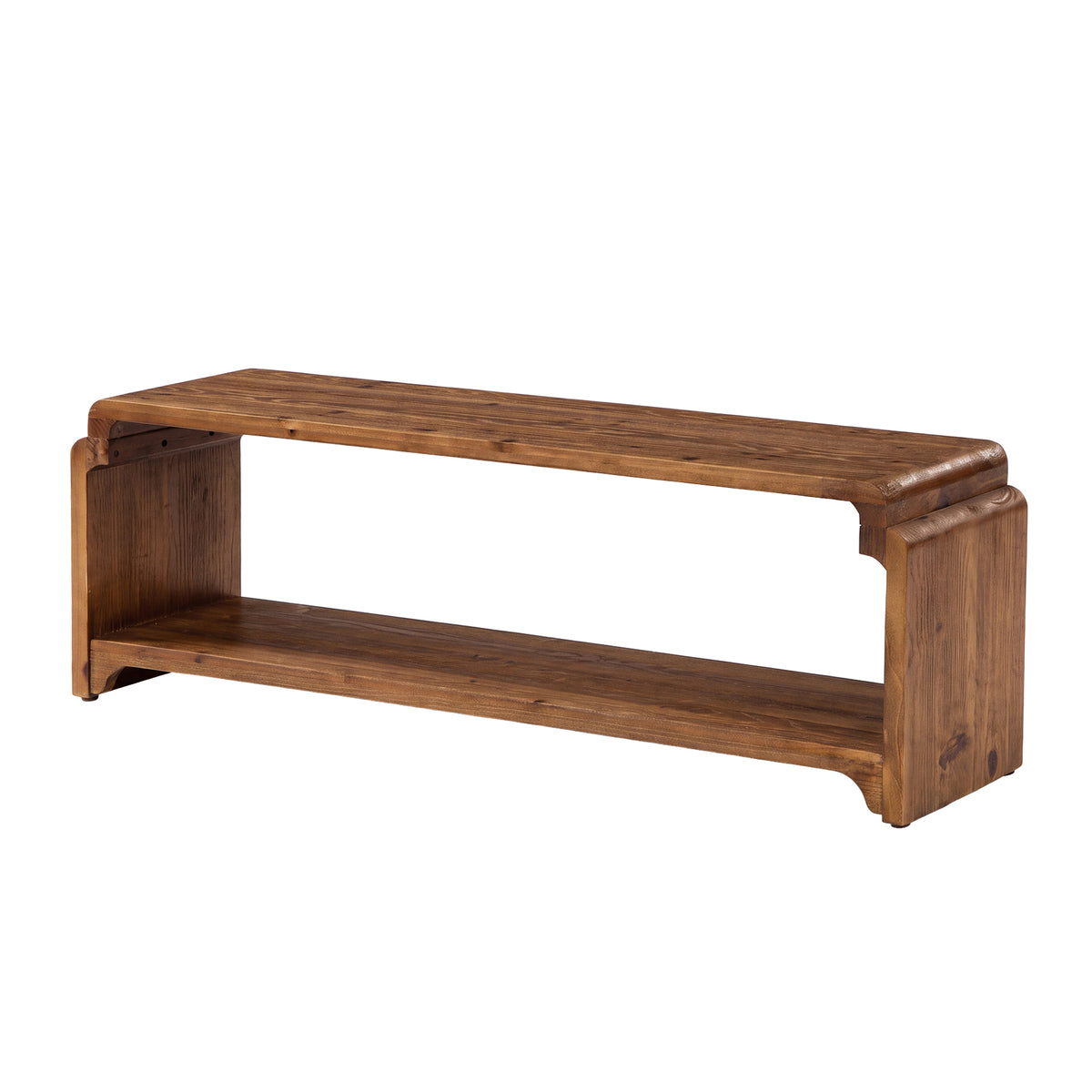 55.12" Solid Wood Entryway Shoe Bench with Storage, Farmhouse Storage Bench for Hallway