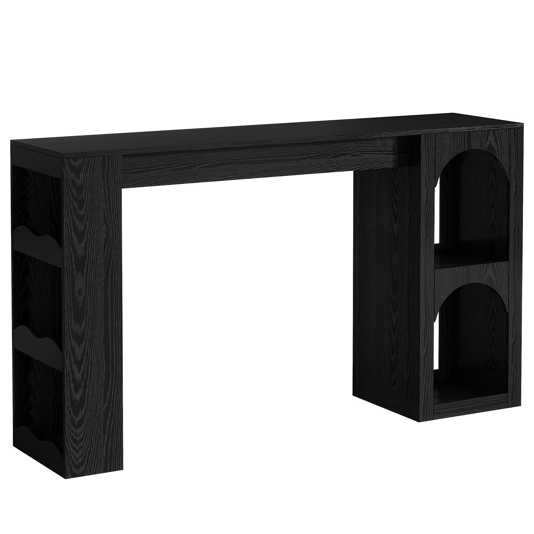 63" Bar Table, Modern Counter-Height Dining Table with Dual-Side Storage for Kitchen