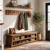3-Piece Solid Wood Entryway Set, 63" W Coat Rack Set with Bench 3