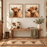 2-Piece 24x24" Highland Cow Wall Art, Farmhouse Framed Canvas Prints 3