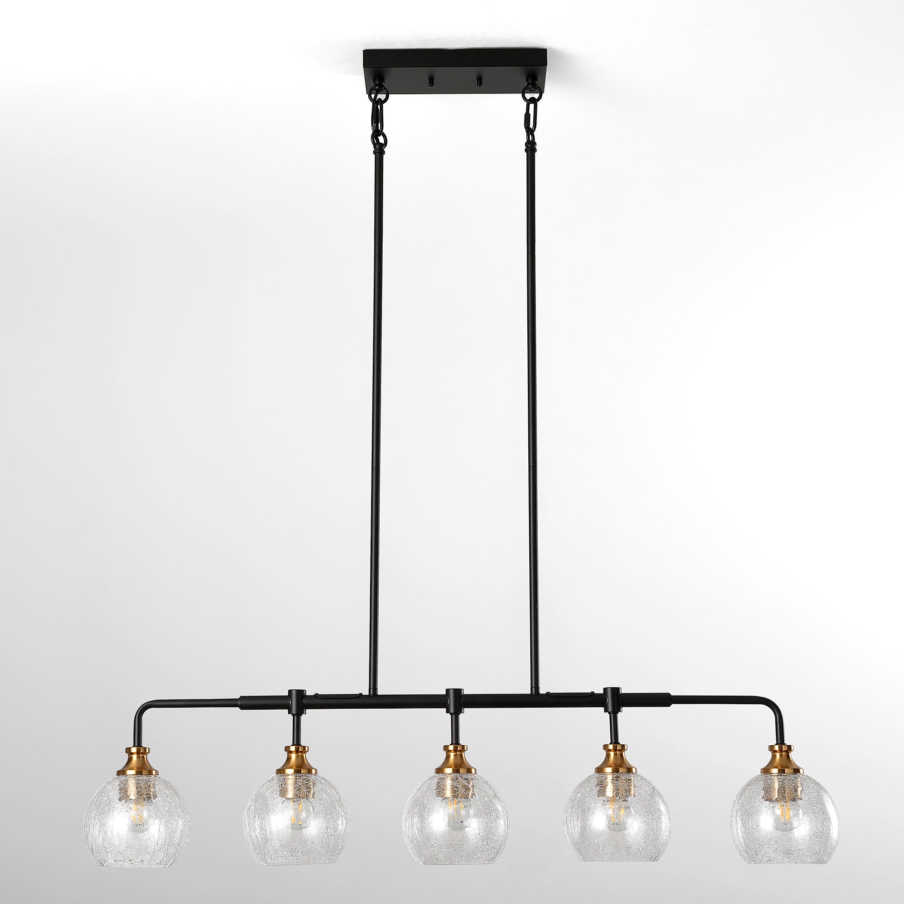 5-Light Pendant Lights, Kitchen Island Chandelier with Clear Crackle Glass Shades & Adjustable Height
