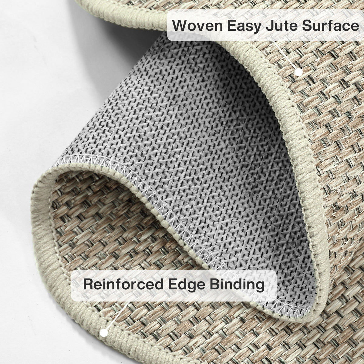 Tribesigns Hallway Tan Green Scalloped Easy Jute Kitchen Runner Rug