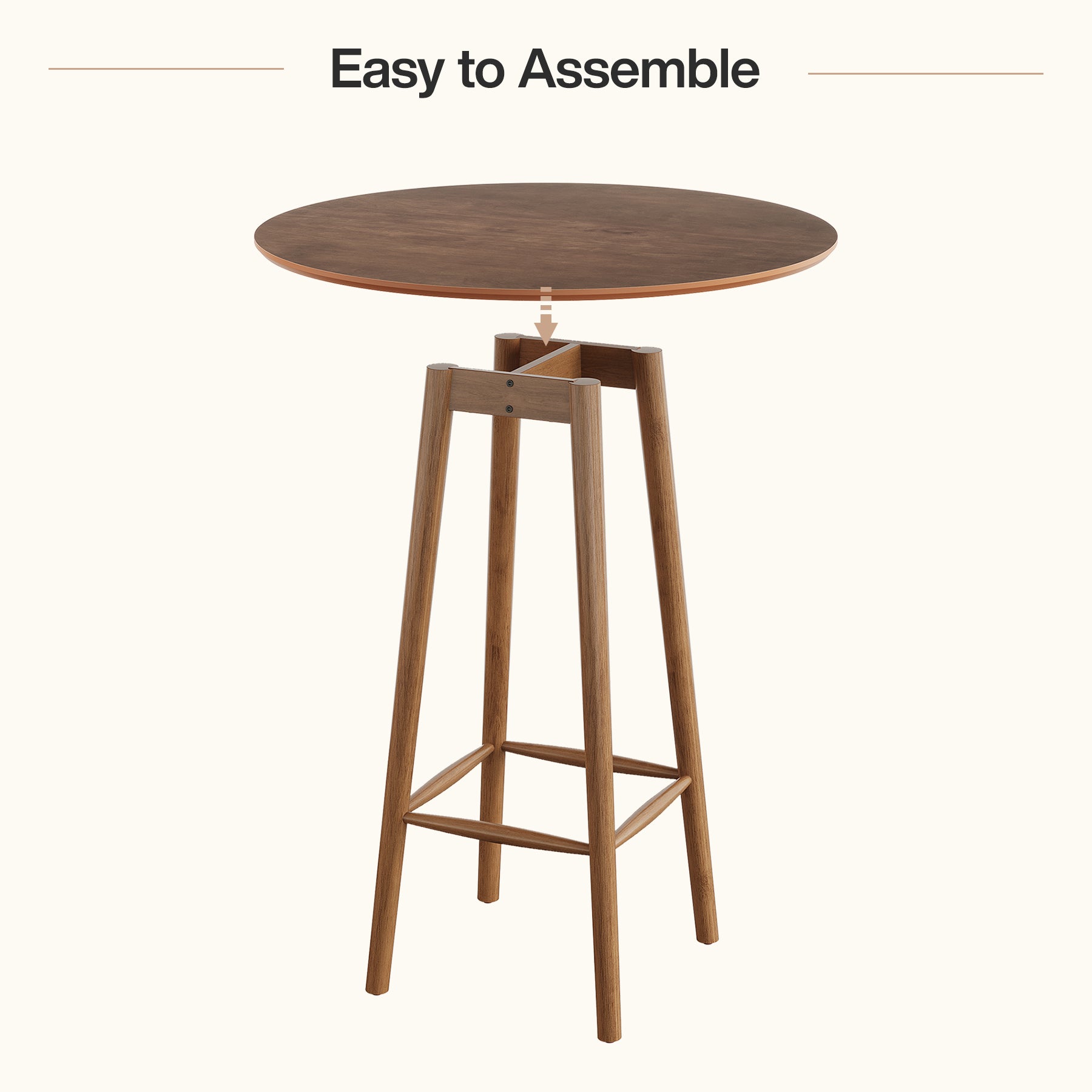 39.37"H Round Bar Table, Solid Wood Bistro Table with Sturdy Frame