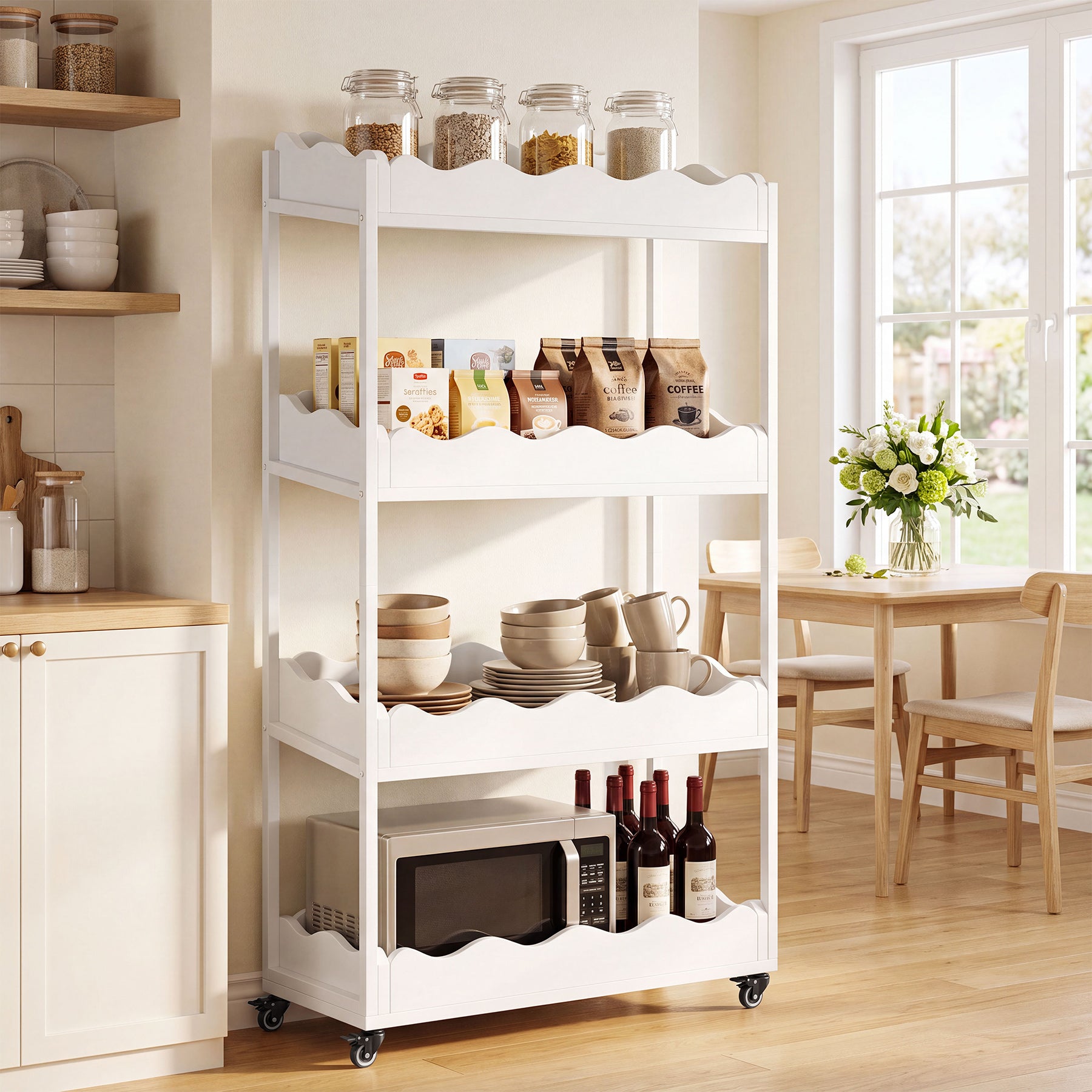 4-Tier Kitchen Cart, 55.12" Fruit and Vegetable Storage Rack with Wheels
