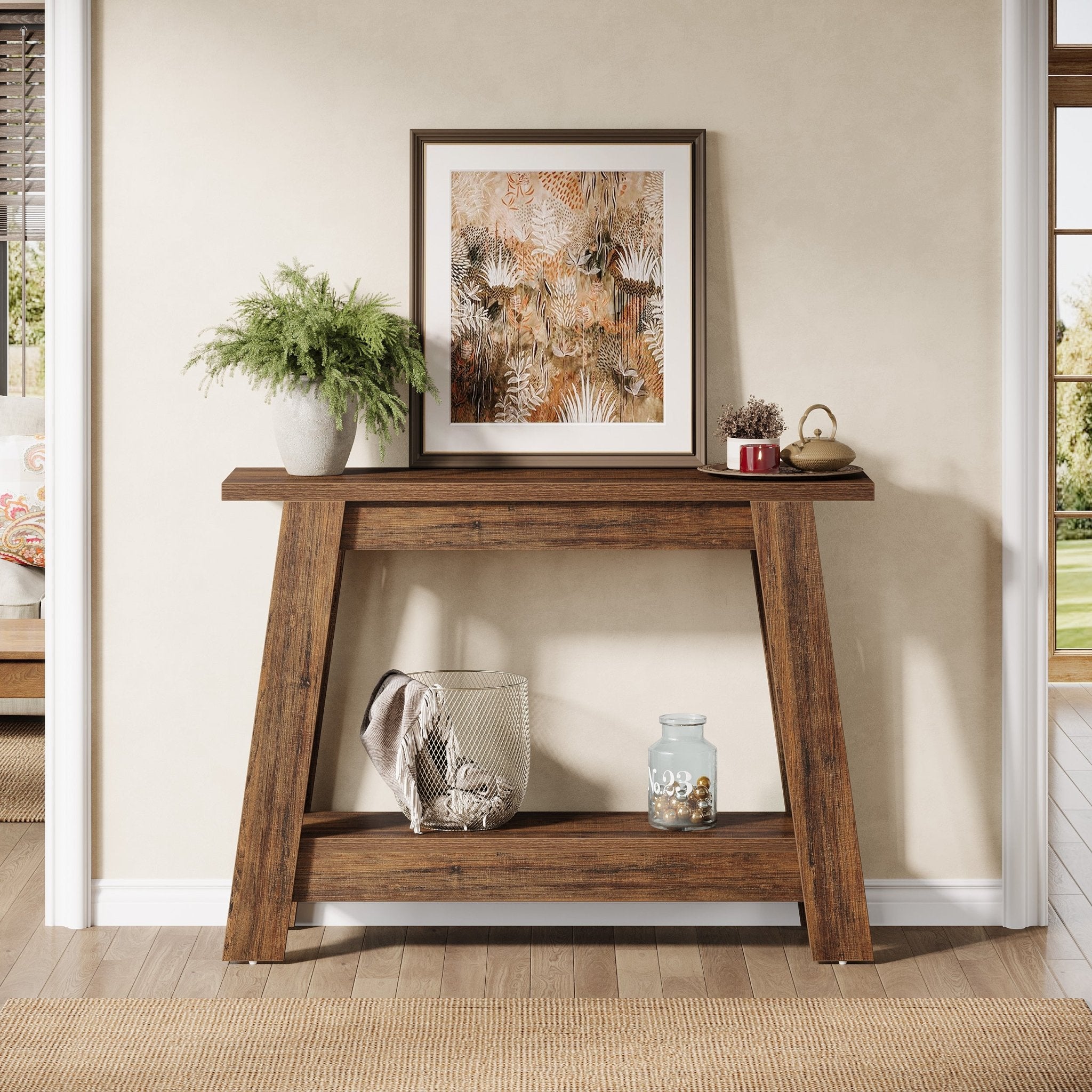 41.3" Console Table, 2-Tier Farmhouse Sofa Entryway Table with Storage