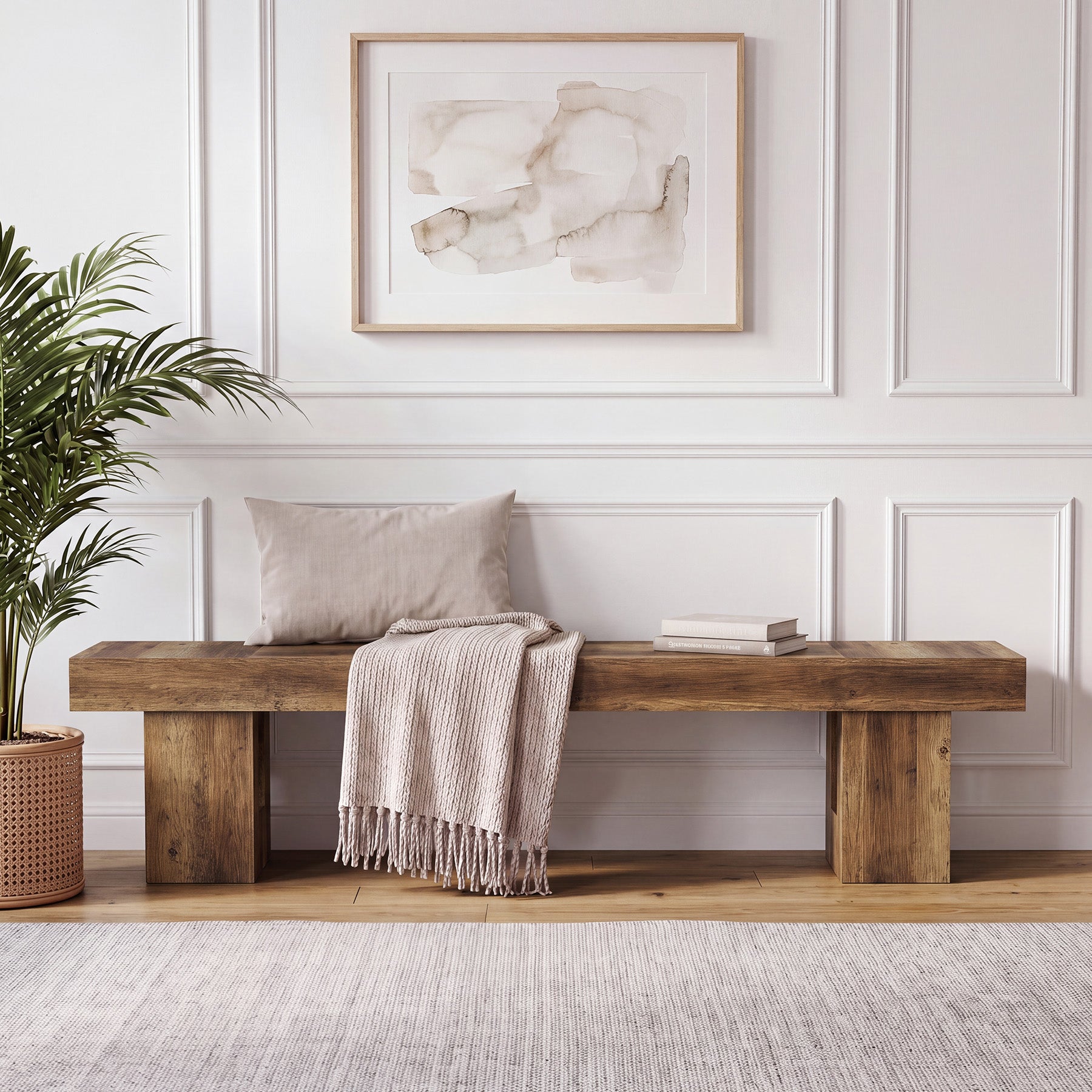 83" Entryway Bench, Extra-Long Shoe Bench with Sturdy Base for Hallway