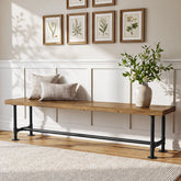 71" Solid Wood Entryway Bench, Industrial Shoe Bench with Metal Pipe Legs for Hallway 3