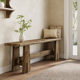59" Wood Entryway Bench, Traditional Hallway Bench End of Bed Bench 3