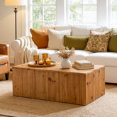 47" Rectangle Coffee Table, Solid Wood Center Table with Natural Wood Grain 3
