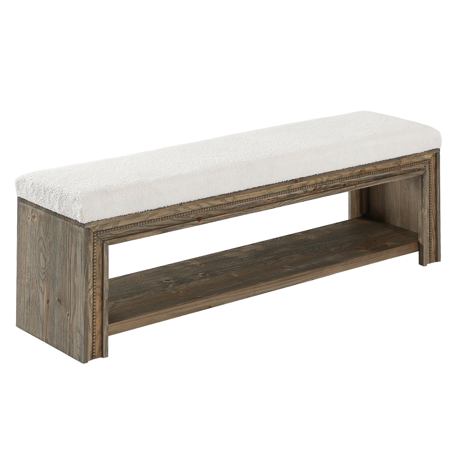 Solid Wood End of Bed Bench, 55.12" Upholstered Bed Bench with Storage for Bedroom