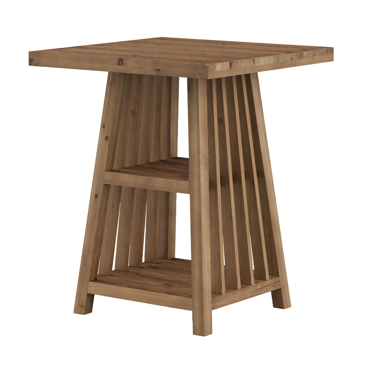 31.5" Square Solid Wood Bar Table with Storage, Counter Height Pub Table for Kitchen