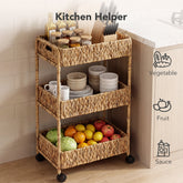 3-Tier Water Hyacinth Rolling Cart, Utility Storage Cart with Wheels for Bathroom Kitchen 3