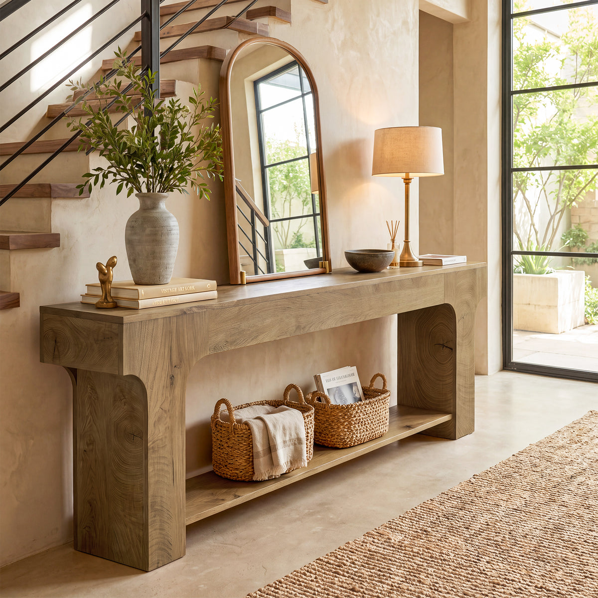 79" Extra Long Console Table, Open Storage Shelf, Sturdy Entryway Sofa Table, Living Room
