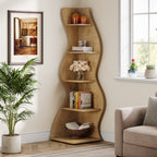 5-Tier Corner Shelf, Wavy Bookshelf Bookcase Display Rack for Home Office